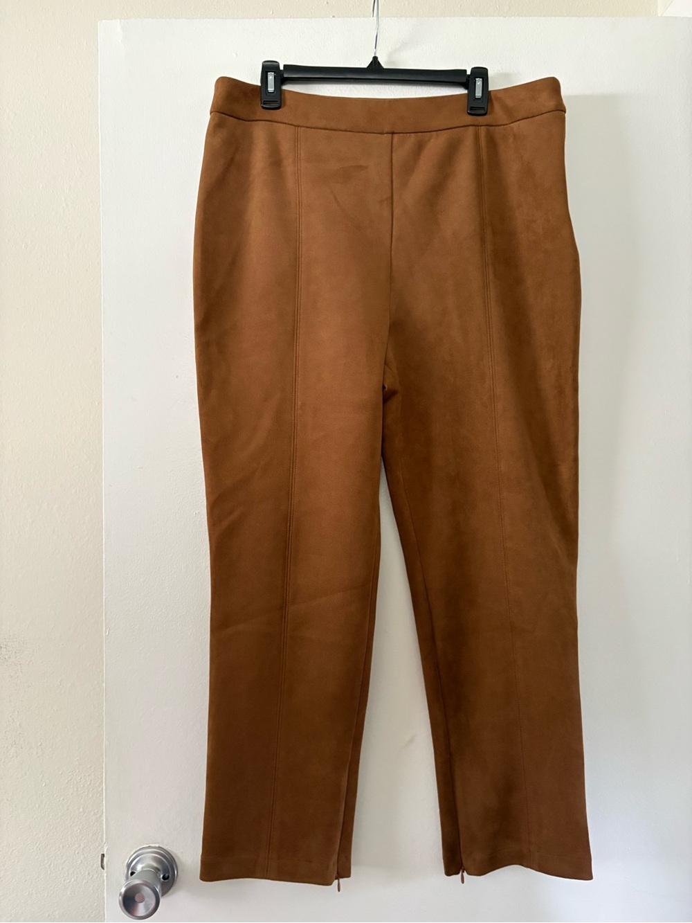 Preston & York Chestnut Faux-Suede Straight-Leg Pants